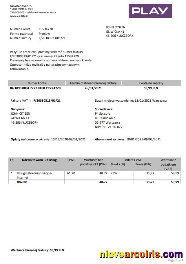 Poland Play utility bill